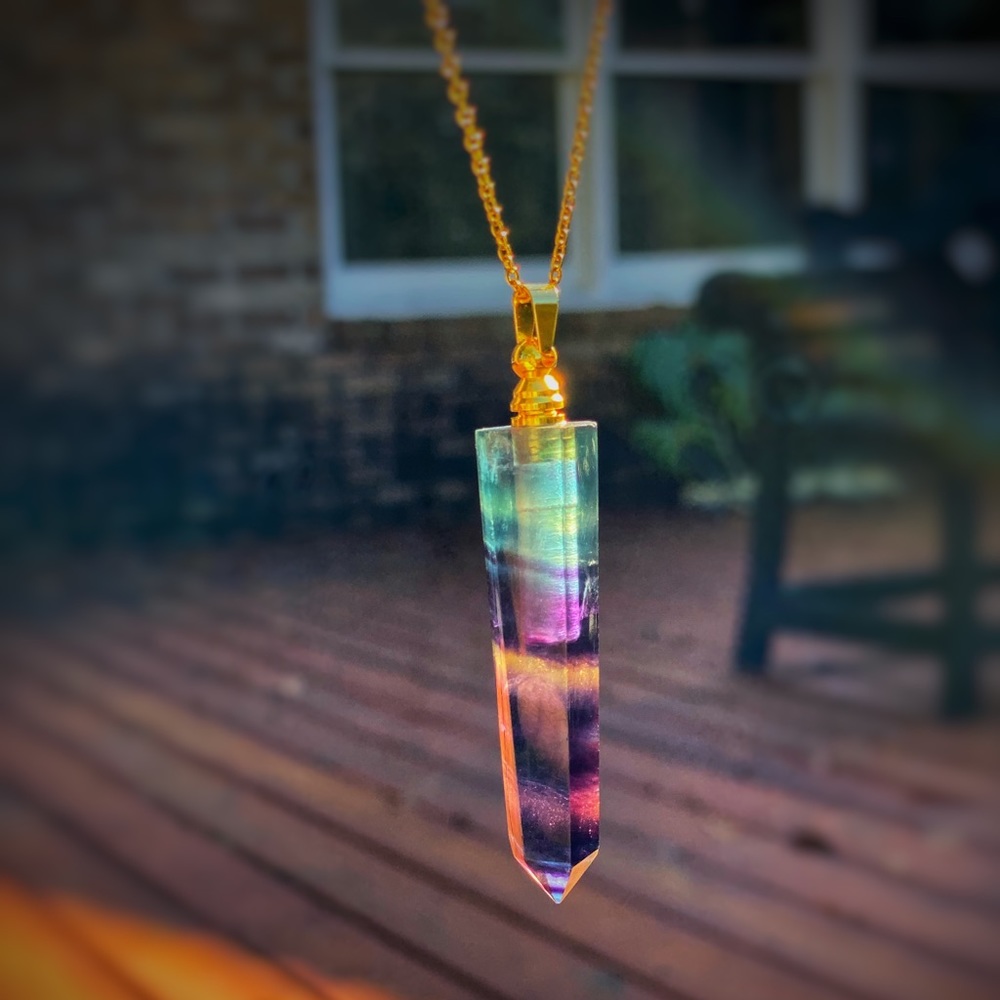 Rainbow Fluorite Potion Bottle Necklace